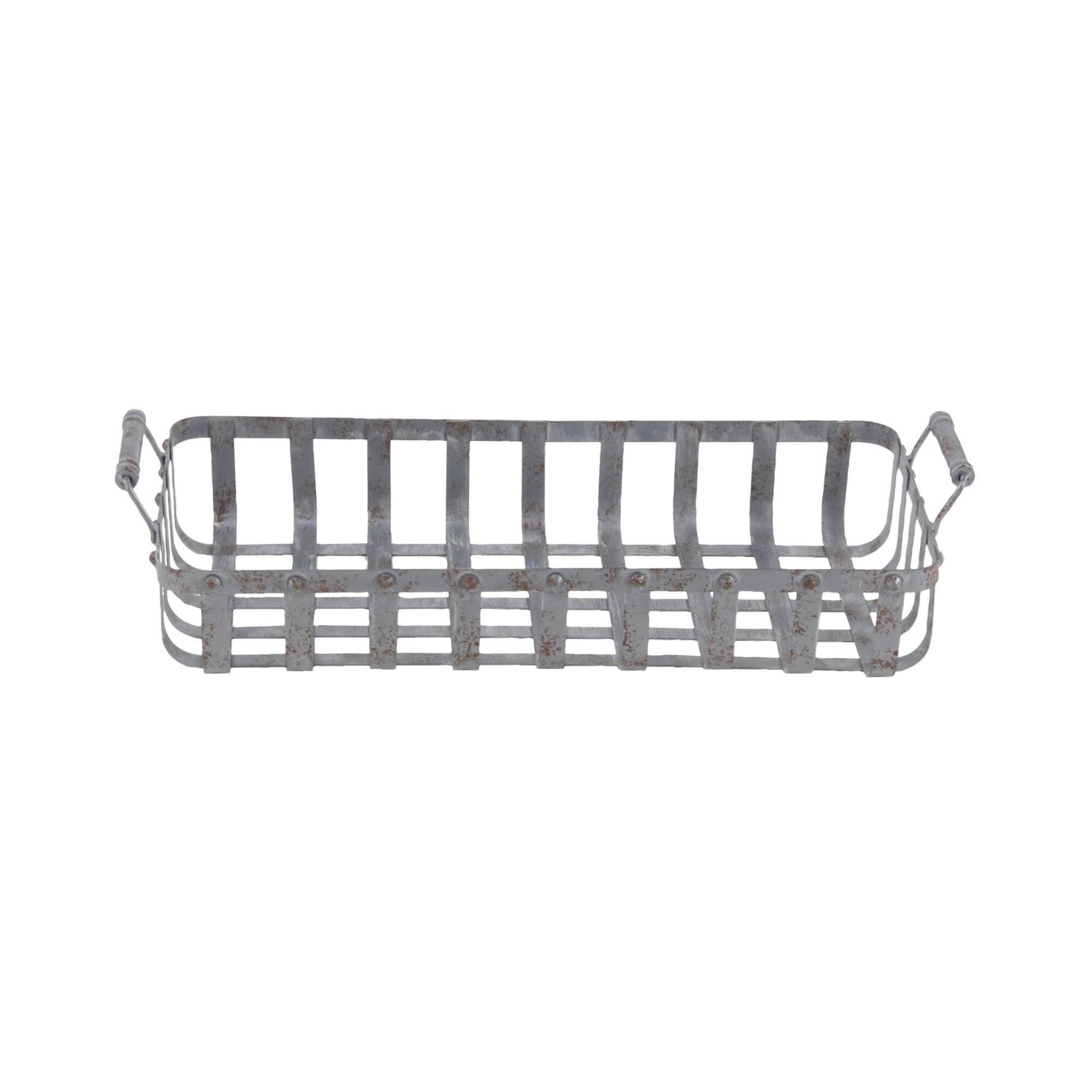 Set of 2" Grey Metal Farmhouse Tray, 20", 24"